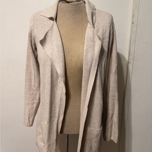 LOFT Cream Open-Front Cardigan